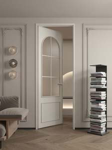 Puerta Interior Arqueada de Estilo Europeo Vintage, Marco de Aluminio, Vidrio Esmerilado, Detalles de Hierro, Estilo Francés, Insonorizada, para Sala de Estar u Hotel - Product Image 2