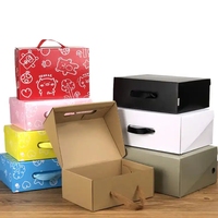 Nouvelle boîte à chaussures personnalisée, emballage postal pliable, boîte à chaussures en papier ondulé avec poignée, vente en gros