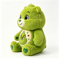 Nouvelle Peluche Ours Vert en Forme de Cœur Brodé Mignon, Coussin Animal Confortable, Cadeau Idéal pour Enfants pour la Saint-Valentin