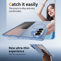Casing Ponsel Magnetik Transparan Biru Muda untuk Samsung Z Fold 7 8 Ultra iPhone Duo, Sentuhan Lembut, Anti Benturan, Grosir
