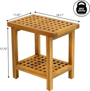 Sgabello da Doccia JONATHAN Y <span class=keywords><strong>Armin</strong></span> in Legno di Acacia da 18 Pollici con Ripiano Portaoggetti, Impermeabile, Capacità 350 Libbre, Finitura Moderna-Classica - Product Image 3