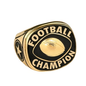 Anillo Deportivo de Campeonato de Fútbol Americano Personalizado, Clásico, Chapado en Oro Rosa, de Acero Inoxidable, para Unisex - Product Image 1