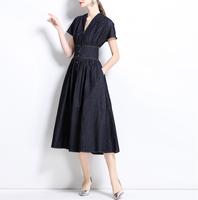 Droma 2025 Été Nouveau Design Fashion Retro Denim Dress Elegant Custom Oem Casual Dresses for Women