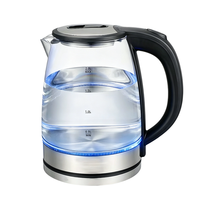Vente directe d'usine, bouilloire électrique en verre de 2 L, prix de gros, bouilloire à eau transparente de 2,0 L avec LED bleue