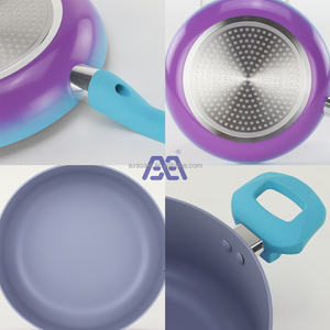 Juego de utensilios de Cocina de Inducción AXA <span class=keywords><strong>Kitchen</strong></span> <span class=keywords><strong>Academy</strong></span>-Juego de sartenes de cocina martillado azul de 3 piezas, juego de ollas y sartenes antiadherentes de granito - Product Image 6