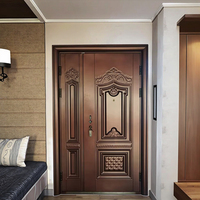 ZS personnalisé moderne luxe Impact certifié Double sécurité portes d'entrée avant en acier inoxydable coupe-vent côté fini intérieur