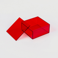 Boîte en acrylique rouge Boîte de rangement en acrylique rouge transparente personnalisée Boîte en acrylique de couleur rouge Vitrine Plateau en lucite rouge
