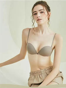 Bikini acolchado para el día a día para <span class=keywords><strong>mujer</strong></span>, sin rastro, Sexy, Media Copa, Cinturón fino cruzado grande, hermoso logotipo con efecto brillante antiflacidez sólido - Product Image 2