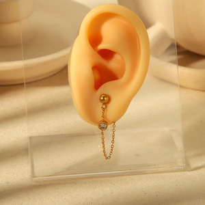 Flower <b>Stud</b> <b>Earrings</b> 18K Gold Plated Claw Setting For Women Party Jewelry TE6761-G - Product Image 4