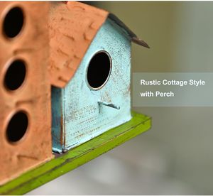 Nichoir pour oiseaux en bois écologique, durable et chaleureux, fabriqué à partir de bois de bateau recyclé, couleurs naturelles patinées, utilisation intérieure/extérieure, été. - Product Image 6