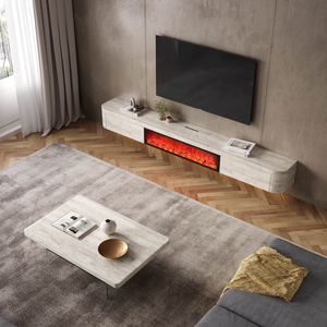 <span class=keywords><strong>Cheminée</strong></span> électronique moderne de luxe italienne à simulation de feu, avec plateau en pierre intégré, <span class=keywords><strong>meuble</strong></span> <span class=keywords><strong>TV</strong></span> <span class=keywords><strong>suspendu</strong></span>, combinaison au sol - Product Image 4