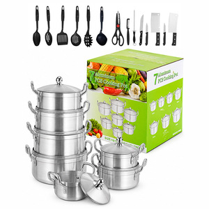 Ensemble de 21 casseroles et poêles en aluminium, batterie de cuisine non toxique, compatible four, convient aux cuisinières à induction et à gaz pour la cuisine domestique - Product Image 1