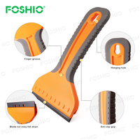Foshio - Grattoir de nettoyage pour étiquettes adhésives, lame de rasoir en plastique de 4 pouces