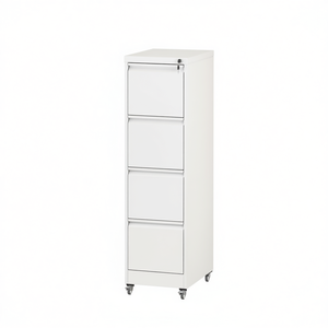 Armoire de classement en métal blanc à 4 tiroirs verrouillables, robuste, mobile, verticale, pour bureau à domicile, usage commercial - Product Image 1