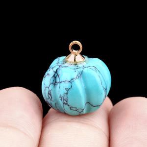 Pendentif Citrouille en Agate <span class=keywords><strong>Fou</strong></span> Polie Argentée HY, Sculpture en Pierres Naturelles pour Cadeaux – Vente en Gros - Product Image 3