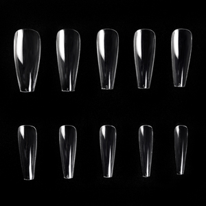500 Uñas Postizas Francesas Tipo Ataúd, ABS, Cobertura Completa, Uñas Artificiales Naturales Transparentes para Extensión de Manicura - Product Image 1