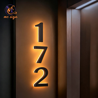 Plaque de numéro de maison LED personnalisée, extérieure, étanche, en acier inoxydable, plaques de porte en métal, numéro d'appartement, hôtel, plaque d'adresse éclairée