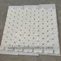 Mosaïque de pierre naturelle décorative pour la conception de murs de salle de bain, motif floral irrégulier, mosaïque de marbre