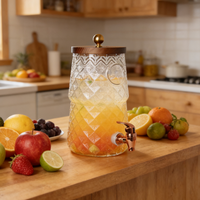 Distributeur de boissons en verre de 2,7 L, jus, bière, whisky, vin, pot en verre avec robinet