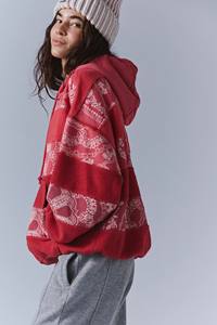 Sweat-shirt à capuche pour femme, style bohème, personnalisé en gros, motif imprimé floral, cordon <span class=keywords><strong>de</strong></span> serrage, poche kangourou, design patchwork - Product Image 3