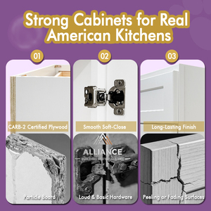 Gabinete Shaker Blanco Atemporal Listo para Enviar |   Personalización de fábrica o disponibilidad en almacén |   Gabinete de madera para proyectos de cocina - Product Image 3