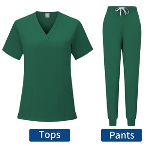 Women's Scrub Suit Set Short Sleeve V-Neck Tops With Drawstring Pants Moisture Wicking For Nursing Dental Hospital Uniforms - Product Image 5