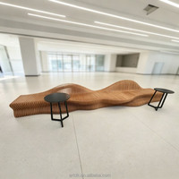 Banco de Madera con Diseño Paramétrico Y522, Asiento Moderno Escultural de Madera Contrachapada para Vestíbulo, Oficina, Espacio Público, Muebles Comerciales