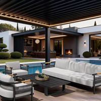 Pergola bioclimatique de luxe Sweet Home en aluminium avec lames rétractables électriques et éclairage, imperméable, pour jardin extérieur