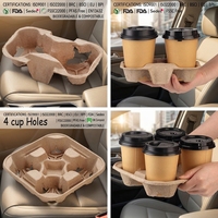 Support pour gobelets en pulpe moulée sur mesure, 4 gobelets |   Support à café en pâte de papier biodégradable, plateau à emporter pour boissons chaudes, vente en gros