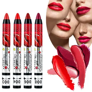 12 Colors Velvet Matte Lipsticks Pencil Không Thấm Nước Lâu Dài Sexy Red Lip Stick On-Stick Cup Trang Điểm Lip Tint Bút Mỹ Phẩm