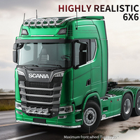 Kabolite Scania K770S 1/14 Camion de remorquage RC électrique hydraulique 6X6 6 roues motrices avec son et lumière, portes ouvrantes, télécommande 2.4GHz, chargeur métallique