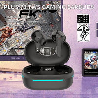 Écouteurs de jeu TWS noirs intra-auriculaires Bluetooth 5.3 HiFi sans fil à faible latence avec étui de charge LED pour le gaming et la musique