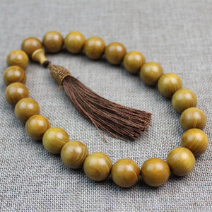 Golden Wood <b>Car</b> Pendant Solid Sandalwood Bead Chinese Style Luxury Rearview Mirror Ornament For Men Women Gift - Product Image 2