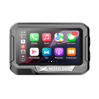 GRANDNAVI Nouveau M34 Moniteur de navigation sans fil pour moto 3,4 pouces avec CarPlay, appels Bluetooth, Google Maps, commande vocale, DVR avant et arrière, TPMS