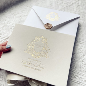 Mới Đến Ngà Giấy Lời Mời Đám Cưới Nhung Hộp Tùy Chỉnh Thiết Kế Vàng Gương Acrylic Handmade Thiệp Cưới Với Rsvp Bộ - Product Image 6