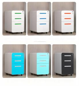 Hiện đại 3-<span class=keywords><strong>Drawer</strong></span> kim loại di động bệ tủ với bánh xe đa chức năng nội thất văn phòng cán Tủ lưu trữ - Product Image 4