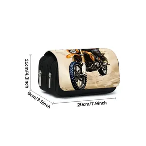 Estuche de tela con diseño de motocicleta, estuche de tela con doble tapa, el mejor regalo para niños y niñas, estuche para lápices 3D, uso escolar y de oficina, modelo para niños WKA14 - Product Image 2