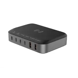 Cargador inalámbrico rápido de 15W, 6 en 1 dispositivo de carga, Qc 3,0, Puerto usb-c Gan, almohadilla de cargador inalámbrico con multipuerto Usb 2A4C, gran oferta