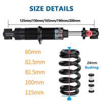 Amortisseur Dv22ar 165 190 150mm 125mm pour trottinette électrique et VTT, suspension arrière réglable, ressort amortisseur