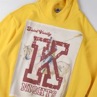 Sweat-shirt à capuche décontracté jaune de luxe SAINT avec empiècements, vêtements pour hommes de haute qualité, streetwear tendance pour hommes