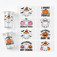Autocollants anti-humidité pour gobelets et verres, motifs dessin animé, imperméables, lavables, haute transparence, à peler et coller