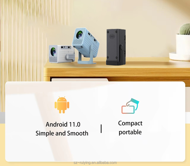 720p HD N6 Mini Projector Android 11 Powered Portable Video Projector with 2.11 Inch LCD