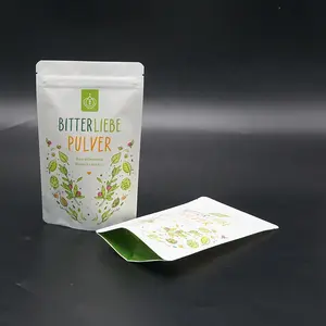 Custom Powdered Green Tea Pouches Packaging Food Stand Up Plastic Bags