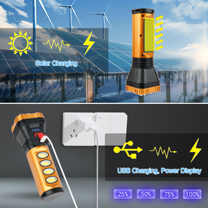 High-Lumen Solar-Charging <b>LED</b> <b>Flashlight</b> Multi-Mode Handheld Work Lightwith Waterproof COB Side Light Ideal for Outdoor Camping - Product Image 3