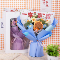 Personnalisation de texte Cadeau de vacances pour petites amies Professeur Tricoté au crochet Tissé à la main Bouquet de fleurs artificielles