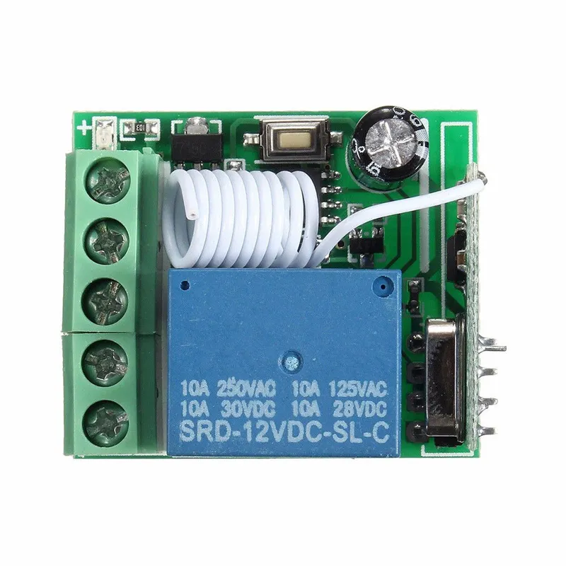 Smart Home DC 12V 220V 10A 1 Ch Wireless RF Remote Control Receiver Relay Switch 315/433 MHz Channel Heterodyne