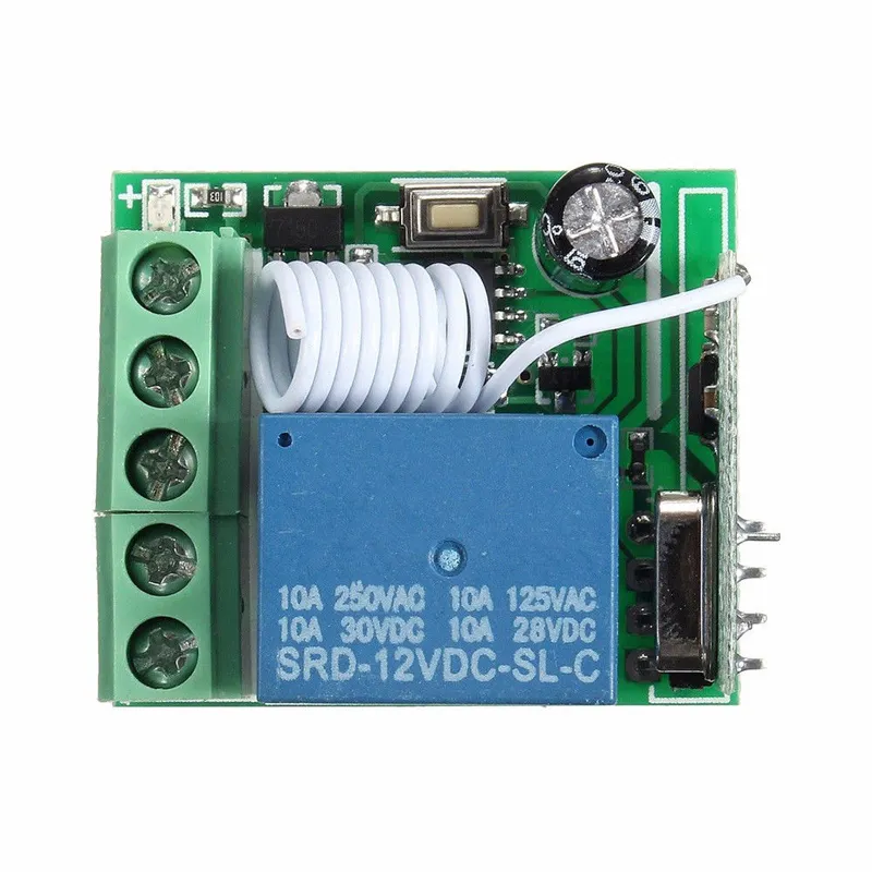 Smart Home Dc 12V 220V 10A 1 Ch Draadloze Rf Afstandsbediening Ontvanger Relais Schakelaar 315/433 Mhz Kanaal heterodyne