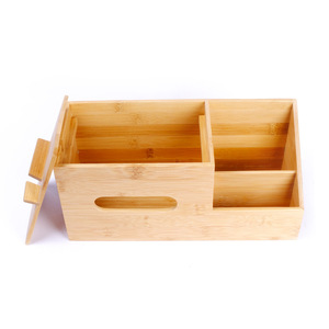 Factory direct wholesale of bamboo remote control <b>storage</b> <b>boxes</b>, living room tissue <b>boxes</b>, multi-compartment <b>drawer</b> <b>storage</b> - Product Image 4