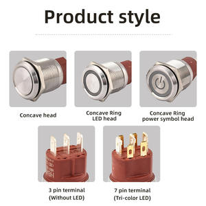 สวิตช์กดแบบกดติดปล่อยดับ HBAN ขนาด 22 มม. ไฟ LED สีแดง แสดงสถานะการเปิด-ปิด 6v 220v กันน้ำระดับ IP67 แบบ SPDT - Product Image 2