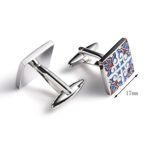 Zinc Alloy Gold Electroplated Rectangle Shape Soft Enamel Patch <b>Collar</b> Button Custom Logo Promotional Cufflinks - Product Image 5